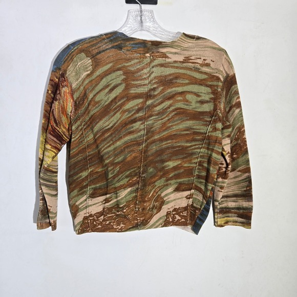 Charlie & Robin Abstract Print Cardigan Sweater Green Button Front Women's S - Picture 7 of 8